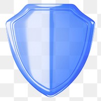 PNG 3D blue shield, element illustration, transparent background