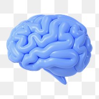 PNG 3D blue human brain, element illustration, transparent background