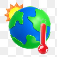 PNG 3D burning globe, element illustration, transparent background