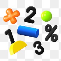 PNG 3D mathematics, element illustration, transparent background