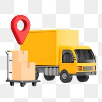 PNG 3D logistic truck, element illustration, transparent background