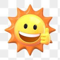 PNG 3D Thumbs up sun, element illustration, transparent background