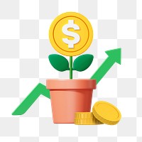 PNG 3D money plant growing, element illustration, transparent background