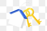 PNG 3D house and key, element illustration, transparent background