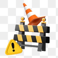 PNG 3D road block barricade, element illustration, transparent background