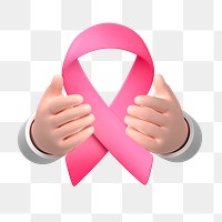 PNG 3D breast cancer ribbon, element illustration, transparent background