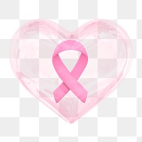 PNG 3D pink ribbon heart, element illustration, transparent background