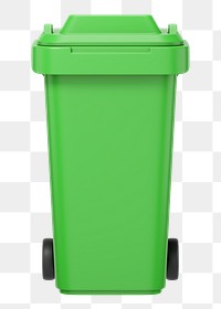 PNG 3D green bin, element illustration, transparent background