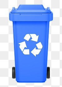 PNG 3D recycling bin, element illustration, transparent background