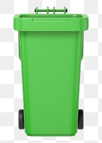 PNG 3D green bin, element illustration, transparent background