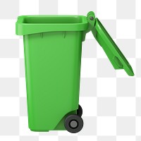 PNG 3D green bin, element illustration, transparent background