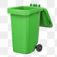 PNG 3D green bin, element illustration, transparent background