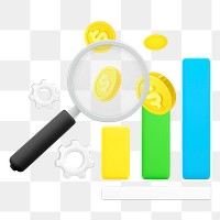 PNG 3D profit finding solution, element illustration, transparent background