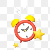 PNG 3D alarm clock, element illustration, transparent background