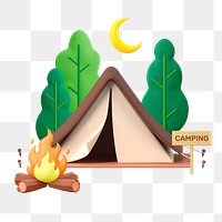 PNG 3D camping tent, element illustration, transparent background