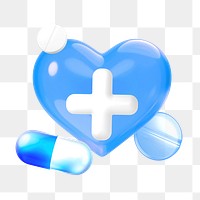 PNG 3D medical heart, element illustration, transparent background