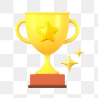 PNG 3D gold trophy, element illustration, transparent background