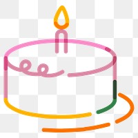 Png birthday cake doodle line art, transparent background