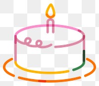 Png birthday cake doodle line art, transparent background