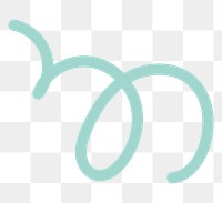 Png green curve doodle line art, transparent background