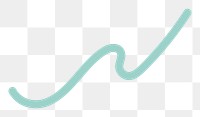 Png green curve doodle line art, transparent background