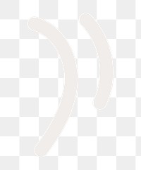 Png white curve doodle line art, transparent background