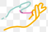 Png colorful hand doodle line art, transparent background