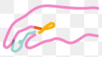 Png pink hand doodle line art, transparent background