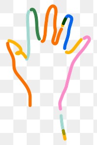 Png raising hand doodle line art, transparent background