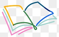 Png book doodle line art, transparent background