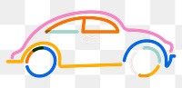 Png car doodle line art, transparent background