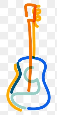 Png guitar doodle line art, transparent background