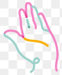 Png giving hand doodle line art, transparent background