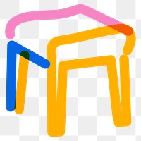 Png piano chair doodle line art, transparent background