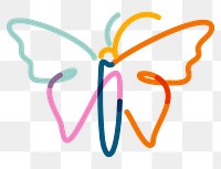 Png butterfly doodle line art, transparent background