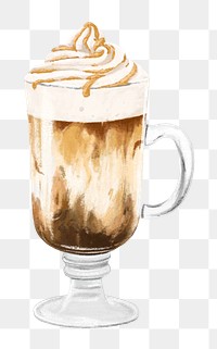 Cream coffee png, aesthetic illustration, transparent background