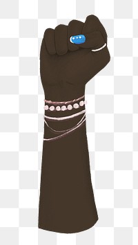 Woman fist png, African American, transparent background