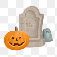 Halloween pumpkin png, aesthetic illustration, transparent background