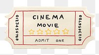 Movie ticket png, design element, transparent background