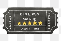 Movie ticket png, design element, transparent background