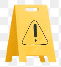 Warning sign png, aesthetic illustration, transparent background