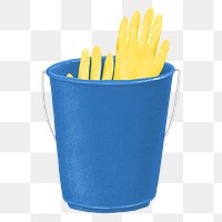 Blue bucket png, cleaning supply illustration, transparent background