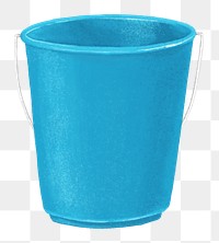 Blue bucket png, cleaning supply illustration, transparent background