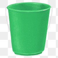 Green bucket png, cleaning supply illustration, transparent background