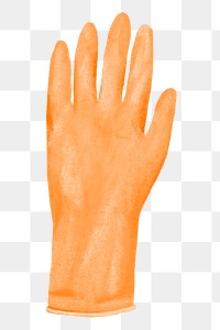 Orange glove png, cleaning supply illustration, transparent background