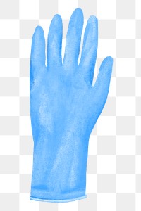 Blue glove png, cleaning supply illustration, transparent background