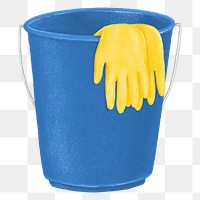 Blue bucket png, cleaning supply illustration, transparent background