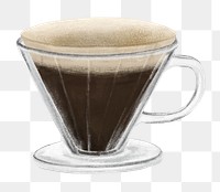 Drip coffee png, aesthetic illustration, transparent background