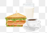 Lunch sandwich png, aesthetic illustration, transparent background