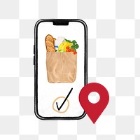 Grocery delivery png, aesthetic illustration, transparent background